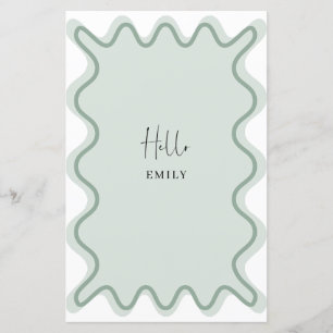 Menükarte "Sage Wavy Border" mit Namen