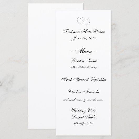 Menükarten "Blockieren der Herzen" (Vorne/Hinten)