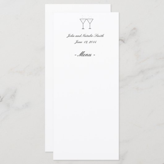 Menükarten "Champagne Glasses" (Vorne/Hinten)