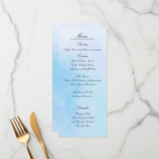 Menükarten "True Love Blue" (Vorderseite/Rückseite Beispiel)