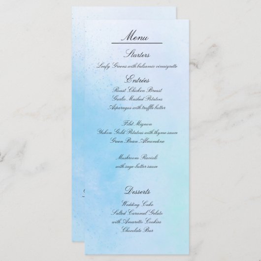 Menükarten "True Love Blue" (Vorne/Hinten)