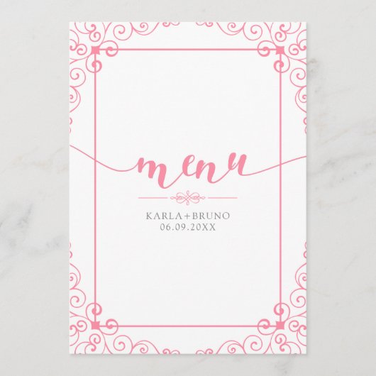 Menümoderne Typografie mit Vintagen Wirbel Menükarte (Vorderseite)