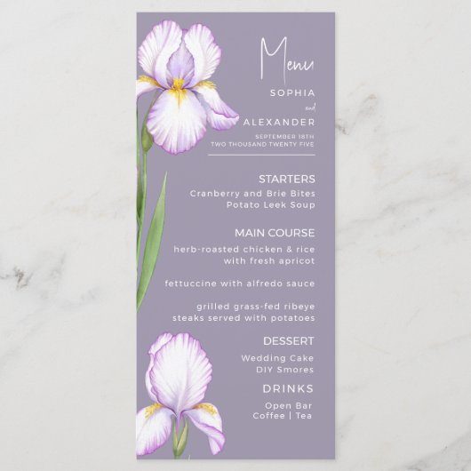 Menus for a modern wedding. menükarte (Vorderseite)