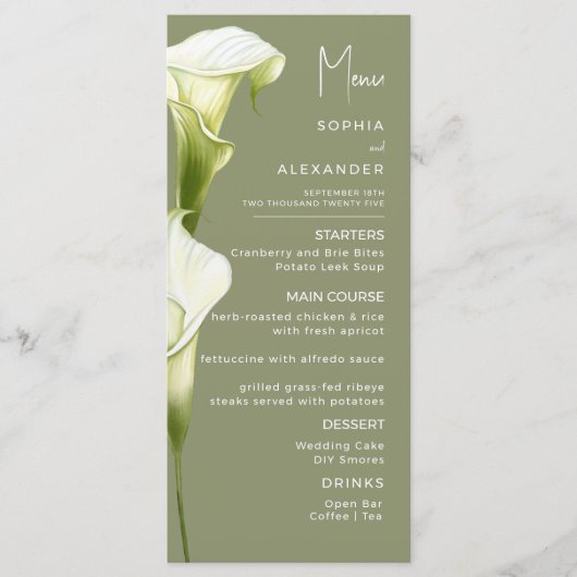 Menus for a modern wedding. menükarte (Vorderseite)