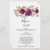 Menüs zum Hochzeitsmenü Menüs Wasserfarbe Lila Blü (Vorne/Hinten)