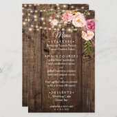 Menüvorlage für die Hochzeit von Rustic Boho Flora (Vorne/Hinten)