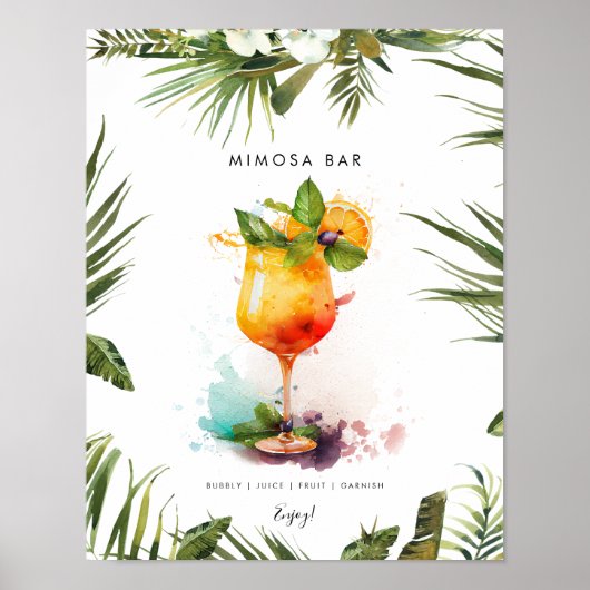Menuzeichen des tropischen Mimosa-Cocktails Bar Poster (Vorne)