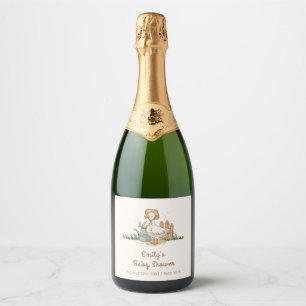 Meodow Vintag Little Duckling Garden Babydusche Schaumweinetikett