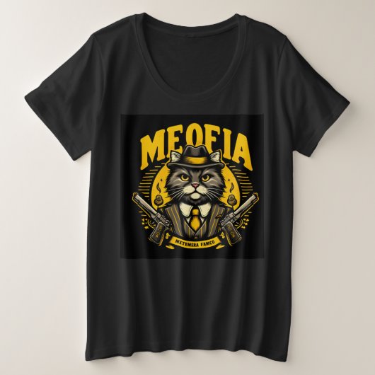 MEOFIA Niedlich Gangsta Cat Große Größe T-Shirt (Design vorne)