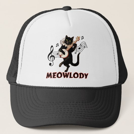 Meolody Cat Music Guitar Truckerkappe (Vorderseite)