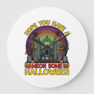 Meon Einige Halloween-Friedhofstor-Monster-Kürbis Große Wanduhr