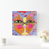 Meow Abstrakt Chat Art Quadratische Wanduhr (Zuhause)