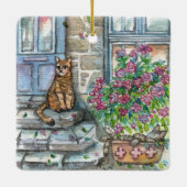 Meow an der Tür Keramikornament (Rückseite)