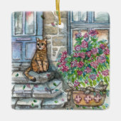 Meow an der Tür Keramikornament (Vorderseite)