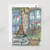 Meow an der Tür Postkarte (Vorne/Hinten)