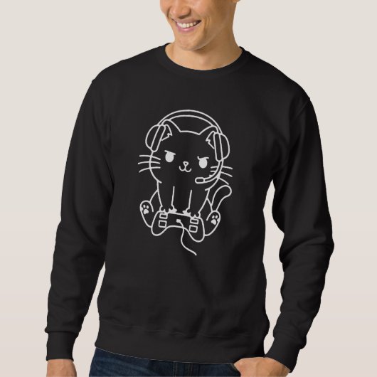 Meow and Game On with the Hilarious Gamer Cat Cute Sweatshirt (Vorderseite)