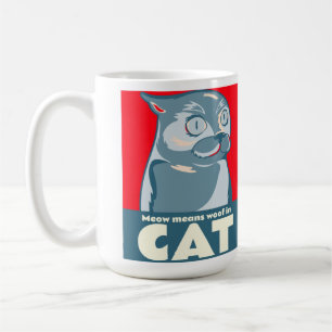 Meow bedeutet in der Cat-komischen Zitat-Kaffee-Ta Kaffeetasse