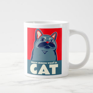 Meow bedeutet, in der niedlichen Katzenkaffee-Tass Jumbo-Tasse