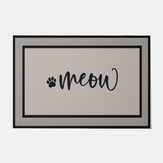Meow Black Cat Doormat, Funny Kitty Cat Doormat Fußmatte (Vorderseite)