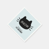 Meow Black Cat Face Blue Boy Geburtstag Serviette (Ecke)