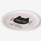 Meow Black Cat Face Pink Girl Baby Dusche Pappteller (Schrägansicht)