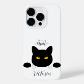 Meow Black Cat Golden Eyes anpassbar Case-Mate iPhone Hülle (Rückseite)