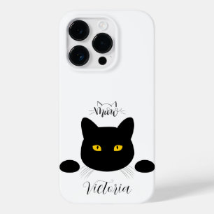 Meow Black Cat Golden Eyes anpassbar Case-Mate iPhone 14 Pro Hülle