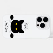 Meow Black Cat Golden Eyes anpassbar Case-Mate iPhone Hülle (Rückseite (Horizontal))