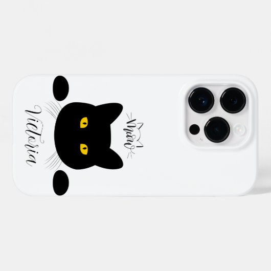Meow Black Cat Golden Eyes anpassbar Case-Mate iPhone Hülle (Rückseite (Horizontal))