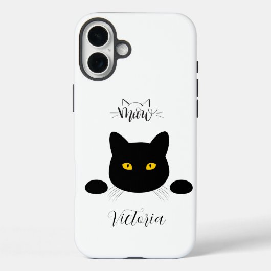Meow Black Cat Golden Eyes anpassbar Case-Mate iPhone Hülle (Rückseite)