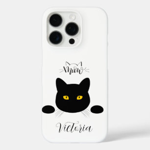 Meow Black Cat Golden Eyes anpassbar iPhone 16 Pro Hülle