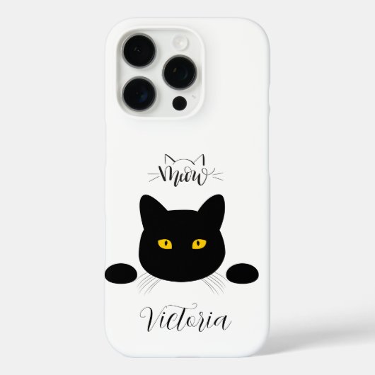 Meow Black Cat Golden Eyes anpassbar Case-Mate iPhone Hülle (Rückseite)