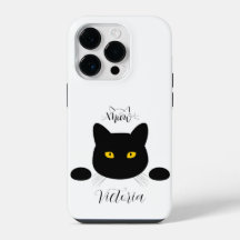 Meow Black Cat Golden Eyes anpassbar