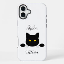 Meow Black Cat Golden Eyes anpassbar