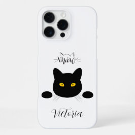 Meow Black Cat Golden Eyes anpassbar iPhone 16 Pro Max Hülle