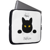Meow Black Cat Golden Eyes anpassbar Laptopschutzhülle (Vorne Rechts)