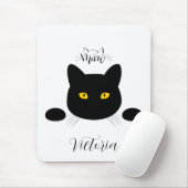 Meow Black Cat Golden Eyes anpassbar Mousepad (Mit Mouse)