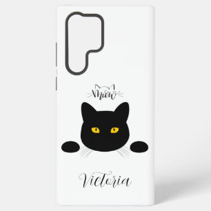 Meow Black Cat Golden Eyes anpassbar Samsung Galaxy Hülle