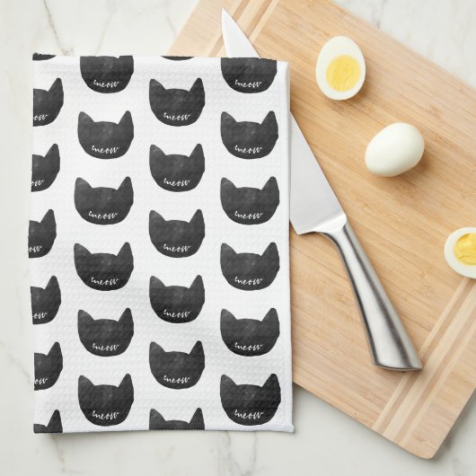Meow Black Cats Geschirrtuch (Viertel Falte)