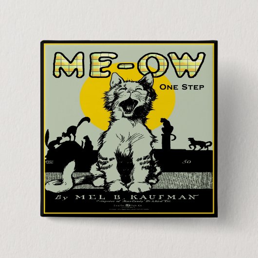 Meow Cat Art - Vintag Button (Vorderseite)