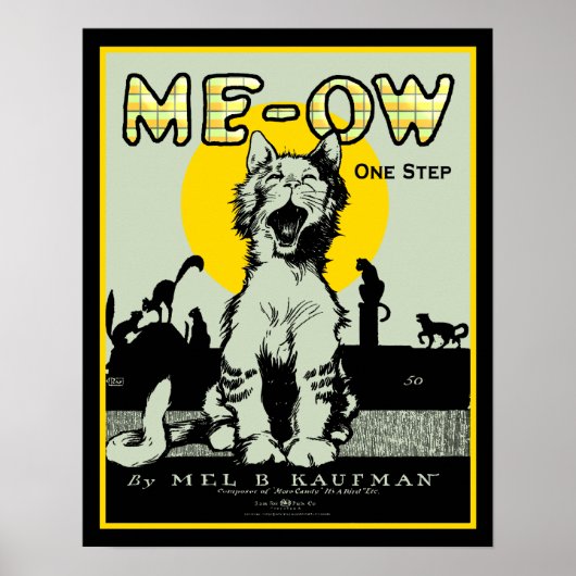 Meow Cat Art - Vintag Poster (Vorne)