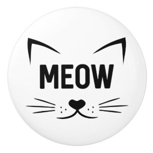 Meow Cat Face Keramikknauf