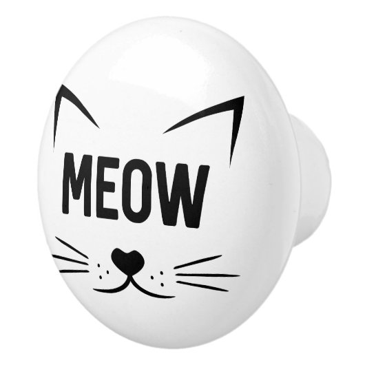 Meow Cat Face Keramikknauf (Rechts)