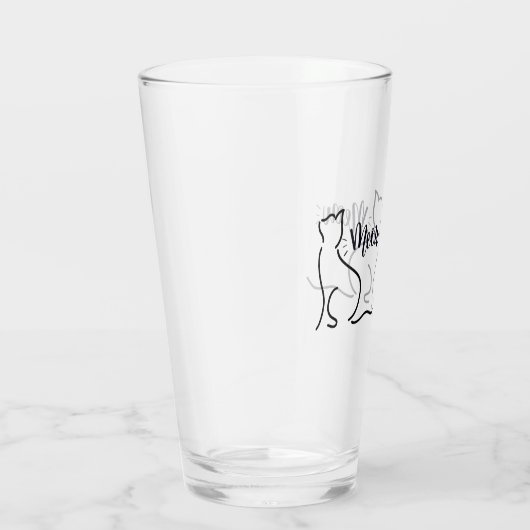 Meow Cat Line Art | Minimalistisches Chat-Design Glas (Rechts)