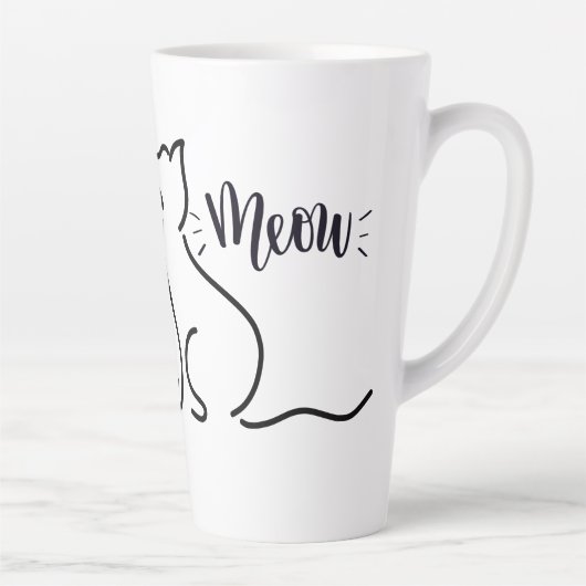 Meow Cat Line Art | Minimalistisches Chat-Design Milchtasse (Rechts)