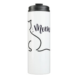 Meow Cat Line Art | Minimalistisches Chat-Design Thermosbecher