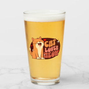 Meow Cat Lover - orange Katze Glas