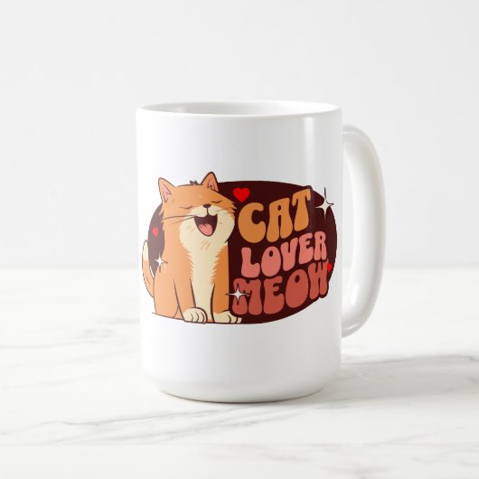Meow Cat Lover - orange Katze Kaffeetasse (VorderseiteRechts)
