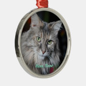 Meow Cat Portrait Ornament Aus Metall (Rechts)
