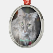 Meow Cat Portrait Ornament Aus Metall (Links)
